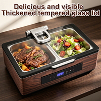 Luxuriöser Elektrischer Chafing Dish mit Holzmaserung und LCD-Digitaltemperaturregelung Buffet-Speisenwärmer für Hotel, Restaurant und Catering
