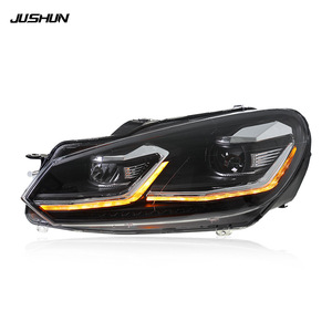 ชุดไฟหน้า Jushun Golf 6 แบบ LED พร้อมไฟวิ่งกลางวันและไฟเลี้ยว ชุดติดตั้งเพิ่มเติมสำหรับ Mk6 12v สีเงิน ดำ แดง รุ่นเส้นด้าย - Product Image 2