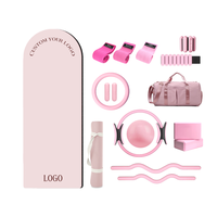 Ensemble de fitness personnalisé avec logo d'usine : Barre d'haltères, haltères en silicone, anneaux de musculation, tapis de yoga, accessoires de yoga et Pilates pour la maison