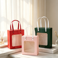 Boîte cadeau en papier avec fenêtre transparente, sac de transport pour gâteaux et desserts, impression de logo personnalisée disponible