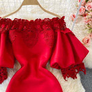 Abito lungo aderente in pizzo Sexy traforato da donna elegante Patchwork Maxi Party Vestidos primavera nuovo - Product Image 2