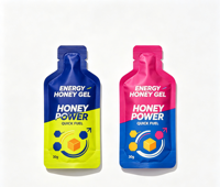 Sachets en aluminium avec encoche de déchirement, design personnalisé, pour gel énergétique au miel, sacs en plastique recyclables et pratiques, avec pelliculage mat, pour miel