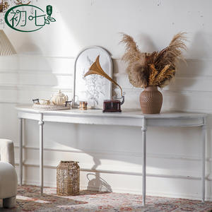 French Style <b>Console</b> <b>Table</b> <b>Marble</b> Top White Entryway Living Room Furniture - Product Image 1