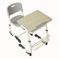 Bureau d'étude réglable en hauteur pour enfants avec tiroir à crayons et crochet pour casque, mobilier scolaire ergonomique anti-pincement