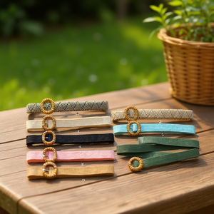 Cinturones de Paja PP con Hebilla de Cuentas de Madera Redondas Pequeñas de 3 cm, Cinturones Tejidos - Product Image 2