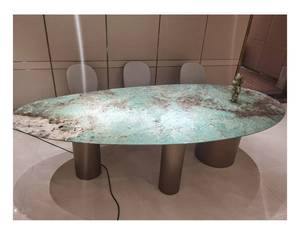 หินควอทซ์ซอไนท์ขัดเงาหินอ่อนสีเขียวหรูหราทันสมัยกันน้ำสำหรับในร่มผนังหุ้มโต๊ะกราฟิก - Product Image 6