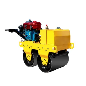 Hengwang 1TON manual road roller double drum vibrating mini road roller Double Drum Steel Road Roller for Sale