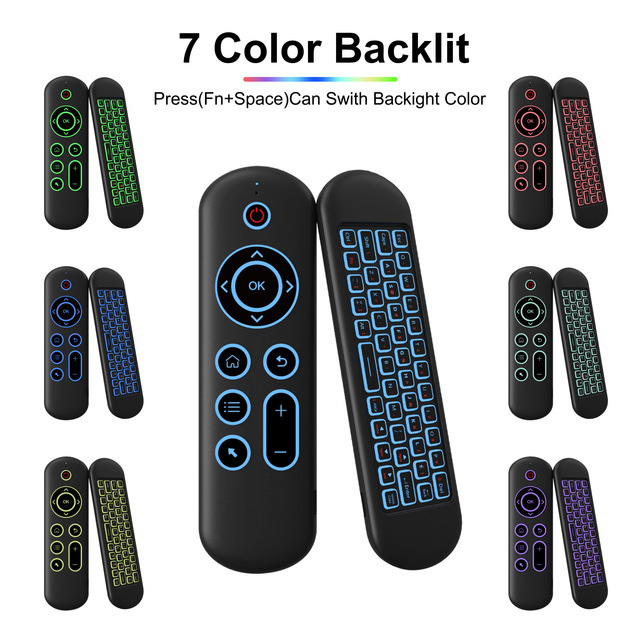 Universal Remote Control BT 2.4G Dual Mode Wireless M5 Fly Mouse Remote Control Mini Keyboard Backlight 6-Axis Inertia Fixed