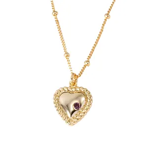 At Low Price 925 Sterling Silver 18k Gold Plated Jewelry gold filled necklace heart pendant necklace Amethyst jewelry For Women