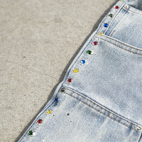 Shorts cargo en jean décontractés personnalisés OEM ODM avec logo brodé, fermeture éclair, 100 % coton, motif lettres, taille mi-haute, en maille