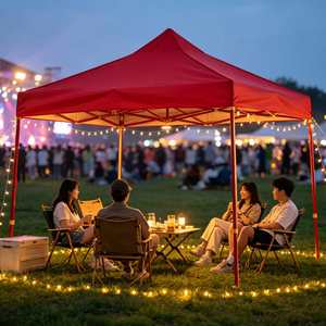 Tente pliante robuste 3x3M, rouge vin, avec structure en fer, imperméable, impression de logo, auvent pour stand de vendeur, marché aux puces, foire - Product Image 1