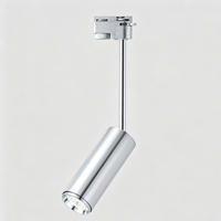 Spot LED sur rail cylindrique argenté à longue tige suspendue, éclairage sain pour vitrine de magasin, galerie, usage commercial intérieur