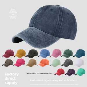 Cappellino da Baseball da Uomo in Cotone Lavato Intrecciato, Morbido, Traspirante, Stile Vintage Distressed, con Logo Stampato e Ricamato, Bestseller Transfrontaliero - Product Image 1