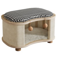 Lit superposé pour chat de style villa, moderne et luxueux, en bois écologique, toutes saisons, peu encombrant, avec fermeture à boutons, imprimé pour salon - Grande Vente