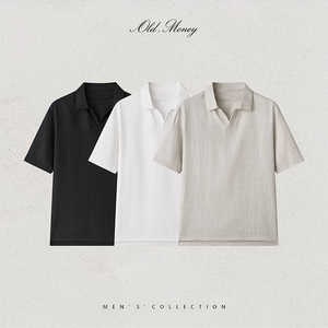 Polo homme Old.Money à manches courtes, noir uni, coupe classique, style minimaliste, tissu Oxford tissé - Product Image 4