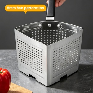 Panier à pâtes perforé en acier inoxydable de qualité alimentaire, passoire de cuisine professionnelle pour friteuse, égouttoir à nouilles en maille pour blanchiment - Product Image 2