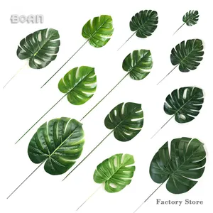 Wholesale Small Size Tropical Palm Leaves Artificial Palm Leaves Monstera With Stem