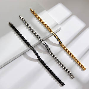 Pulsera y brazalete de moda para hombre de acero inoxidable 316L antideslustre, chapado en oro de 14K y 18K, espacios en blanco grabables para pulseras de hombre - Product Image 3