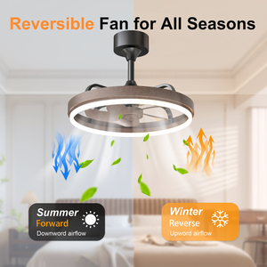 20.5" Rustic Brown <b>Ceiling</b> Fans with <b>Lights</b> <b>Remote</b> & APP <b>Control</b>, Downrod Mount 6 Speeds Quiet DC Motor, Modern Fan for Bedroom - Product Image 2