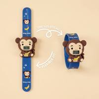 Montre numérique 3D personnalisée avec logo de lapin en silicone, montre à clipser de dessin animé pour enfants, vente en gros