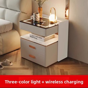 Table de <span class=keywords><strong>chevet</strong></span> intelligente pour petit appartement, chambre à coucher, style luxe simple et moderne, avec charge sans fil, interface USB, multifonctionnelle - Product Image 5