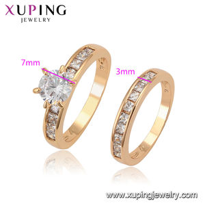 A00914824 بيع بالجملة أنيق تصميم الأزياء الفاخرة حجر بيئي النحاس 18 قيراط ذهبي اللون خاتم مزدوج - Product Image 2