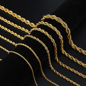 Bán Buôn 18K Mạ Vàng Thép Không Gỉ Trang Sức Twisted Rope Chain Vòng Cổ Cho Nam Giới Phụ Nữ - Product Image 3