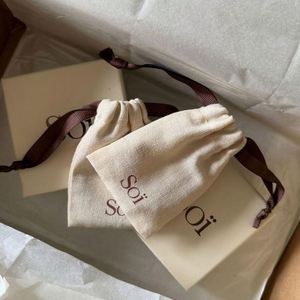 Personalized 100% Organic Cotton <b>Drawstring</b> Bag Reusable Beige Color Jewelry Packaging Bag <b>Pouch</b> - Product Image 4