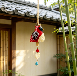 Juego de Campanas de Viento de Cerámica con Diseño de Pareja de Pájaros, Decoración Colgante para el Hogar y el Jardín - Product Image 6