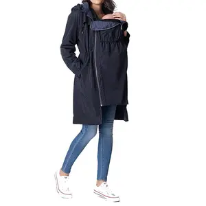 Manteau Long personnalisé pour femmes enceintes, imperméable, décontracté, surdimensionné, avec fermeture éclair, imperméable, à la mode OEM, avec pochette pour bébé, nouvelle collection