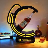 Soporte de exhibición de estante de vino de metal moderno de diseño personalizado con bandeja de servicio de luz LED para Acción de Gracias y Navidad