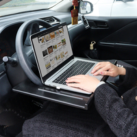 Plateau de rangement multifonctionnel en bambou à un étage pour voiture Volant Accessoire de bureau Voiture Salle à manger et écriture Bureau Support d'ordinateur
