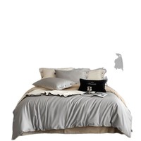 Parure de lit 3 pièces personnalisable en fibre de bambou 100% respirante et rafraîchissante, housse de couette et taies d'oreiller douces