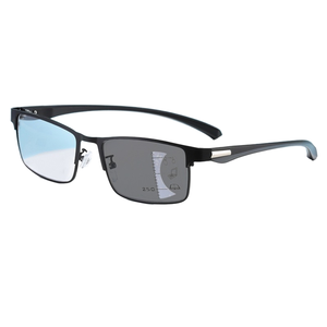 نظارات قراءة معدنية نحيفة للجنسين متعددة البؤر تدريجية مضادة للضوء الأزرق مع عدسات متغيرة اللون للقراءة والعمل باللون الأسود - Product Image 1