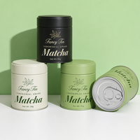 Boîte à thé en fer blanc de luxe personnalisée pour marque privée, 50g, avec logo imprimé, hermétique, à double couvercle à vis et à languette de tirage