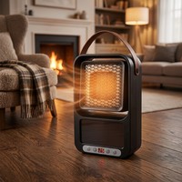Ventilateur Chauffant Personnelle Effet Cheminée - Chauffage PTC en Plastique Portable pour Bureau avec Protection Contre la Surchauffe, Couverture 10m²