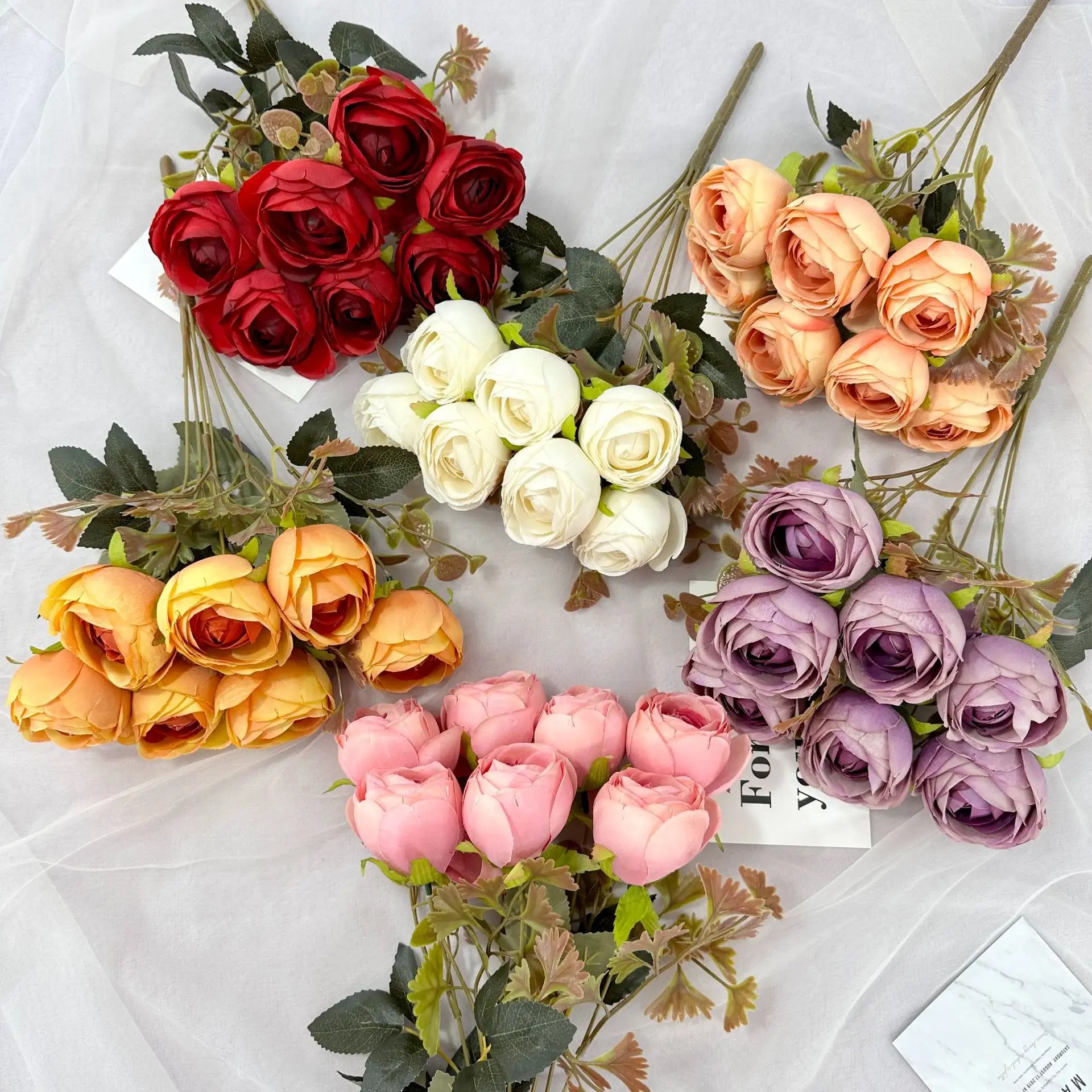 EG-G775 ดอกกุหลาบยางเทียมดอกกุหลาบผ้าไหมเทียมงานแต่งงานตกแต่งดอกไม้