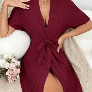 P272 Vestaglia Estiva <span class=keywords><strong>da</strong></span> Donna Taglie Forti, Sottile, a Maniche Corte, Traspirante e Comoda per Casa e <span class=keywords><strong>Notte</strong></span> - Product Image 2
