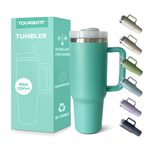Gobelet isotherme à double paroi en acier inoxydable 40 oz, écologique, compatible lave-vaisselle, sans BPA, anti-fuite, avec poignée et paille, modèle 2024 - Product Image 1