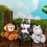 Peluche d'animal de la forêt de dessin animé Lion Abeille Singe, en polyester, 11-30 cm, accessoires, porte-clés de table, pendentif pour sac d'étudiant