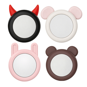 กระจกตัวการ์ตูนน่ารักพร้อมเขาปีศาจและหูสัตว์ในสีดำ ชมพู ขาว และน้ำตาล - Product Image 2