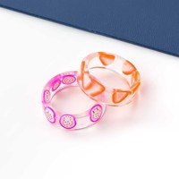 Kleurrijke Transparante Heldere Acryl Ringen Mode Sieraden Schattige Multi Color Fruit Hars Fancy Ring