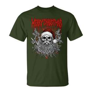 T-shirt de Noël Heavy Metal Santa, design parodie Death Metal, taille adulte unisexe - Product Image 1