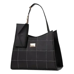 Bolso Tote para Mujer Fana Jacinta, Negro, Mediano, Cuero PU, Patrón Geométrico, Bolso de Mano Casual Rígido para Uso Diario - Product Image 4