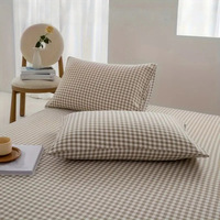 Parure de lit trois pièces en fibres synthétiques personnalisable, motif rayé vintage, drap-housse doux lavable en machine, pour l'exportation