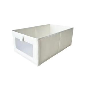 Clothing Organizer <b>Storage</b> <b>Box</b> Rectangle Foldable Cotton Linen Visible Mesh No Compartment For Wardrobe <b>Drawer</b> Use - Product Image 5