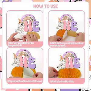 Spooky One <b>Birthday</b> Decorations Girl 8PCS Halloween Honeycomb Centerpieces Groovy Halloween 1st <b>Table</b> <b>Birthday</b> Decorations - Product Image 3