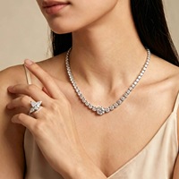Collier tennis classique en or blanc 18K 14K avec diamants ronds brillants gradués pour femme GF Jewelry, idéal pour mariage
