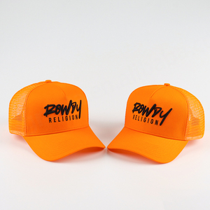 Wholesale Customized 100% <b>Summer</b> Orange Color <b>Ladies</b> Baseball Trucker Caps 5 Panel High Quality 3D Logo Performance Outdoor - Product Image 6