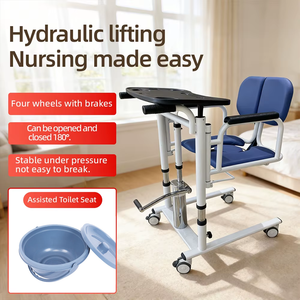 Elevador Hidráulico Manual Azul con Asiento Acolchado para Transferencia de Pacientes, Ideal para Ancianos y Discapacitados en el Hogar, Hospital, Enfermería, Inodoro y Baño - Product Image 2